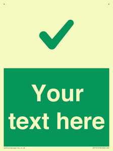 Custom green background, green tick sign